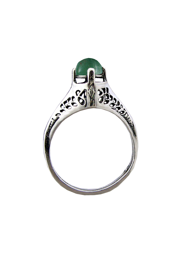 Sterling Silver Gemstone Ring With Jade Size 10